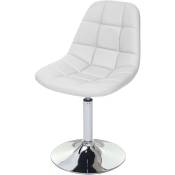 Chaise de salle à manger HW C-A60, chaise pivotante, design rétro - similicuir blanc, pied chromé
