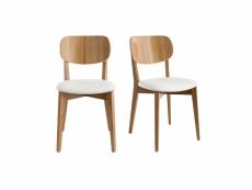 Chaises vintage en bois clair chêne et blanc (lot