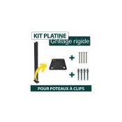 Cloture&jardin - Kit Platine Poteau à Clips Gris +