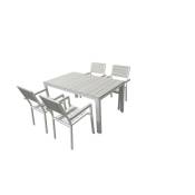 Concept-usine - Siderno 4 : Salon de jardin en aluminium et polywood gris / blanc - grey