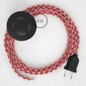 Cordon pour lampadaire, câble RP09 Effet Soie Bicolore Blanc-Rouge 3 m. Choisissez la couleur de la fiche et de l'interrupteur! | Noir