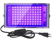 Debuns - Projecteur uv led 100W Lumière Noire IP65 Imperméable, Lampe led Ultra-violet, Eclairage à Effet pour Aquarium, Soirée, Peinture Fluo,