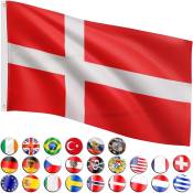 Drapeau 30 drapeaux différents au choix, taille 120 cm x 80 cm, Danemark - Flagmaster