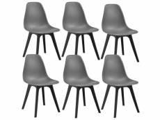 [en.casa] set de 6 chaises design chaise de cuisine chaise de salle à manger plastique gris et noir 83 x 54 x 48 cm