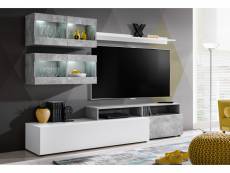 Ensemble meuble tv light blanc mat et gris