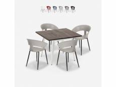 Ensemble table à manger 80x80cm bois métal et 4 chaises
