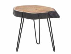Finebuy table d'appoint bois massif 40x40x32 cm petite table basse marrone | table de salon design industriel | bout de canapé