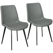 HOMCOM Lot de 2 chaises salle à manger chaise de cuisine assise en similicuir pieds en acier avec dossier gris foncé