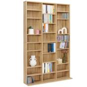 Idmarket - Bibliothèque étagère cd ceylia 30 cases avec étagères modulables effet bois - Bois-clair
