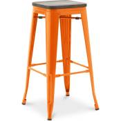 Industrial Style - Tabouret de bar - Design industriel - Bois et acier - 76 cm - New Edition- Stylix Orange - Bois, Acier - Orange