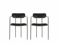 Ivy - lot de 2 chaises avec accoudoirs velours et argent - couleur - noir 373307-Z