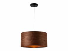 Lampe à suspendre moderne suspension design douille e27 60w en métal diamètre 40 cm effet bois noir [lux.pro]