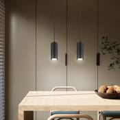 Lampe suspension scandinave lampes suspendues salon lampe suspension moderne à une tête, métal aspect bois mdf noir, 1x douille GU10, LxPxH 9x9x120 cm