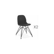Lot de 2 chaises 49x49x83 cm tissu gris foncé pieds noirs - layna