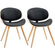Lot de 2 chaises design vintage bois revêtement mixte synthétique tissu noir - Noir