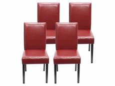 Lot de 4 chaises de salle à manger synthétique rouge pieds foncés cds04144