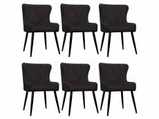 Lot de 6 chaises de salle à manger cuisine design moderne velours noir cds022741