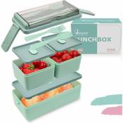 Lunchbox,Boîte à Bento 1400ML Boîte à Déjeuner Bento Box Avec 3 Compartiments et Couverts,Boite Bento pour Chauffage au Four à Micro-ondes, Boîte à