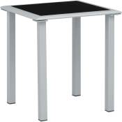 Maisonchic - Table de jardin Table d'extérieur Table d'appoint Noir et argenté 41x41x45 cm Acier et verre 85390