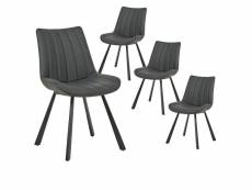 Marina - lot de 4 chaises matelassées simili cuir gris