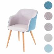 Mendler Chaise de salle à manger HWC-D71, chaise de cuisine, accoudoirs tissu/textile ~ gris clair-turquoise