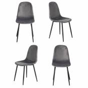 Meubletmoi - Lot de 4 chaises en velours gris foncé