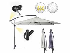 Miadomodo® parasol déporté - diamètre 3 m, inclinable, excentré, protection uv 30+, polyester, manivelle, beige - parasol octogonal, de jardin, terras
