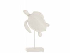 Paris prix - statuette déco sur pied "tortue de mer" 40cm blanc