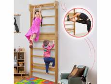 Physionics® échelle suédoise - pour adultes et enfants, murale, avec 10 barres, 195 x 80 x 14 cm, charge max. 100 kg, bois de pin - espalier en bois,