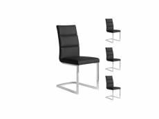 Quatuor de chaises eco-cuir noir - loni - l 45 x l 59 x h 98 cm - neuf