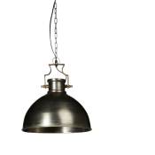 Relaxdays Lampe à suspension style industriel HxlxP 145 x 40,5 x 40,5 cm abat-jour forme de cloche métal luminaire 40W, gris argenté