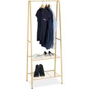 Relaxdays Portant à vêtements SANDRA avec 2 niveaux, métal (acier), barre pratique, HLP 160 x 61,5 x 38 cm, couleur miel