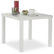 Relaxdays - Table d'appoint, Table basse carrée, en métal et bois mdf, design moderne, HxlxP: 45 x 55 x 55 cm, blanc