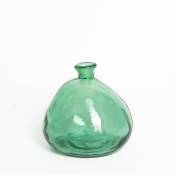 Rideaudiscount - Vase Verre Recyclé 18 x 18 cm Forme Boule Déstructurée Transparent Vert - Vert