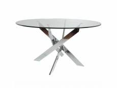 Ritha - table ronde 120cm pieds chromés et plateau en verre