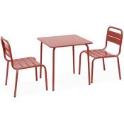 Salon de jardin enfant table et chaises métal - Anna - terracotta . 2 places. table et chaises. 48x48cm - Terracotta