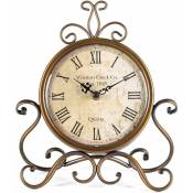 Serbia - Horloge de Table Romaine rétro silencieuse pour Salon Chambre à Coucher Bureau (cuivre)