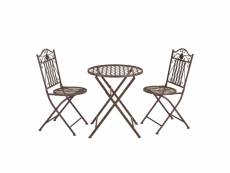 Set de bistrot élégant table ronde et chaises pliables pour jardin terrasse balcon métal bronze [en.casa]