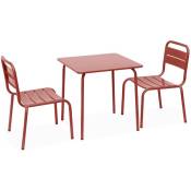 Sweeek - Salon de jardin enfant table et chaises métal - Anna - terracotta . 2 places. table et chaises. 48x48cm - Terracotta