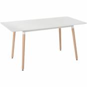 Table à manger extensible 120/150 x 80 cm blanche effet bois clair MIRABEL
