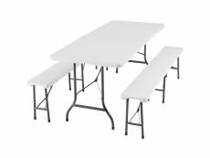 Tectake ensemble de table de camping pliable - blanc 404527