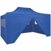 Tente pliable avec 4 parois latérales 3 x 4,5 m Bleu