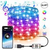 USB bluetooth musique RGB lumière avec chaîne de lumière téléphone portable APP fil de cuivre guirlande lumineuse décoration de Noël guirlande