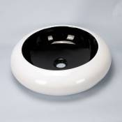 Vasque pour salle de bain Galet Blanc et Noir - Céramique - 49 cm - Arc
