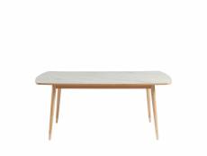 Vejend - table à manger en bois et céramique 180x90cm - couleur - marbre blanc