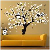 1 set Pandas allongé sur des branches d'arbres sticker mural pour salon tv fond amovible décoration Art autocollant