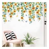 1 Sunflower Wall Decal Rattan Hanging Wall Decal Green