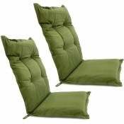 2x Coussins de chaise avec dossier 120x55x6cm-vert
