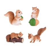 4 pièces écureuil Animal Figurine ornement maison