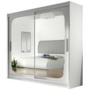 Armoire Atlanta 108, Blanc, 215x180x58cm, Portes d'armoire: